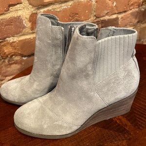 Grey Suede TOMS Wedge Boot- 8.5 NWOT